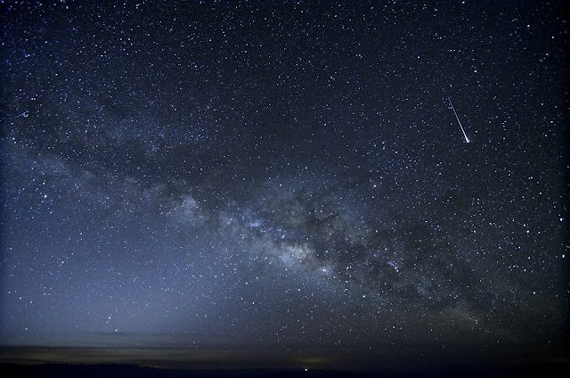 Milky Way and Shooting Star Above Mexican Horizon