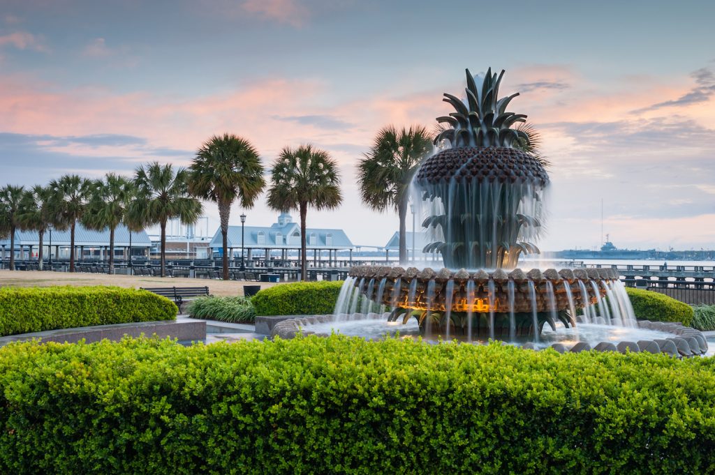 Charleston South Carolina Pineapple Fountain in Historic Waterfront Park
