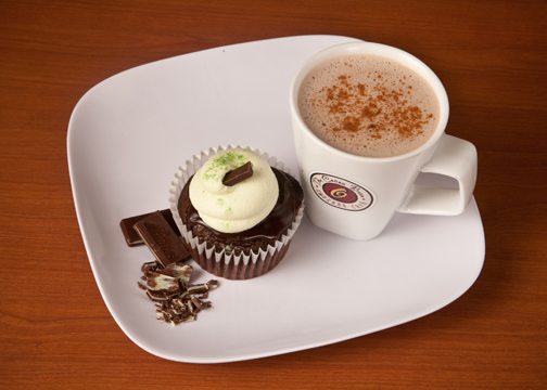 Cocoa Bean Hot Chocolate & Cupcake