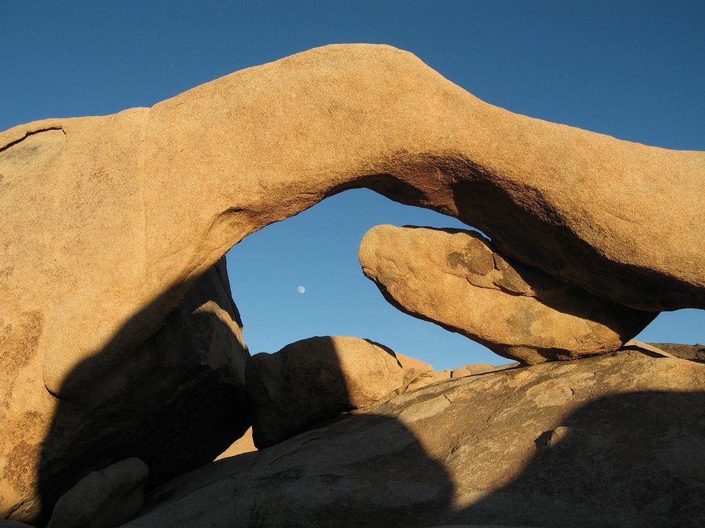 Moon and Arch at Joshua Tree