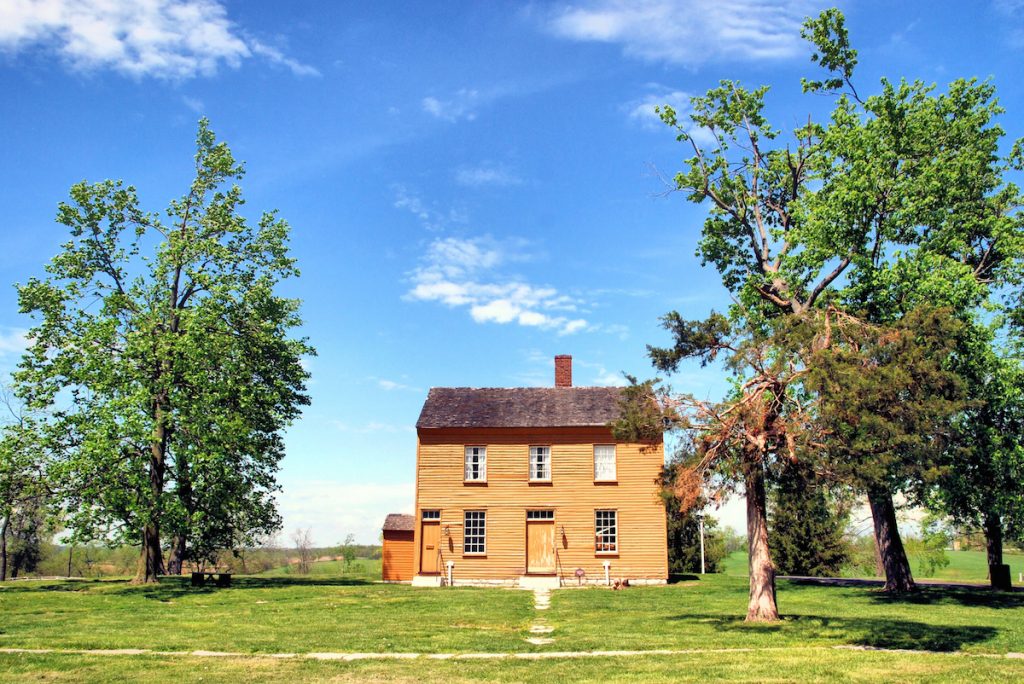 Historic houses at Shaker Village in Kentucky