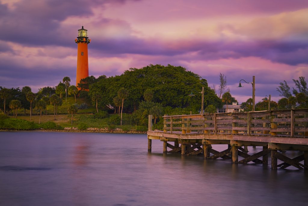 Inlet Lighthouse at Sunset Florida United States