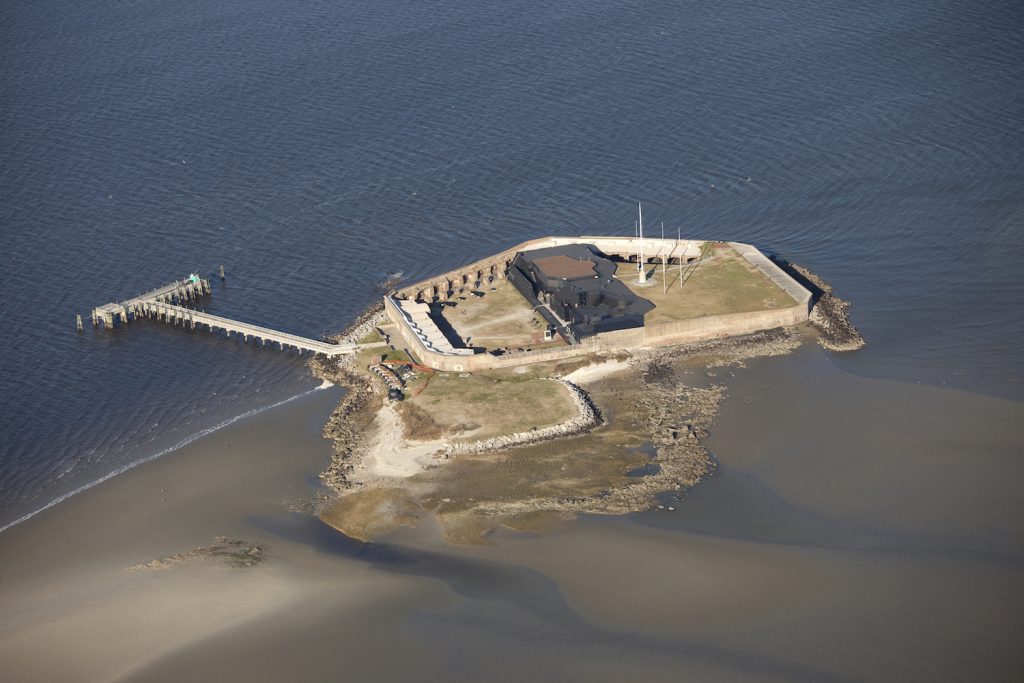 aerial view of fort sumter, where the american civil war started