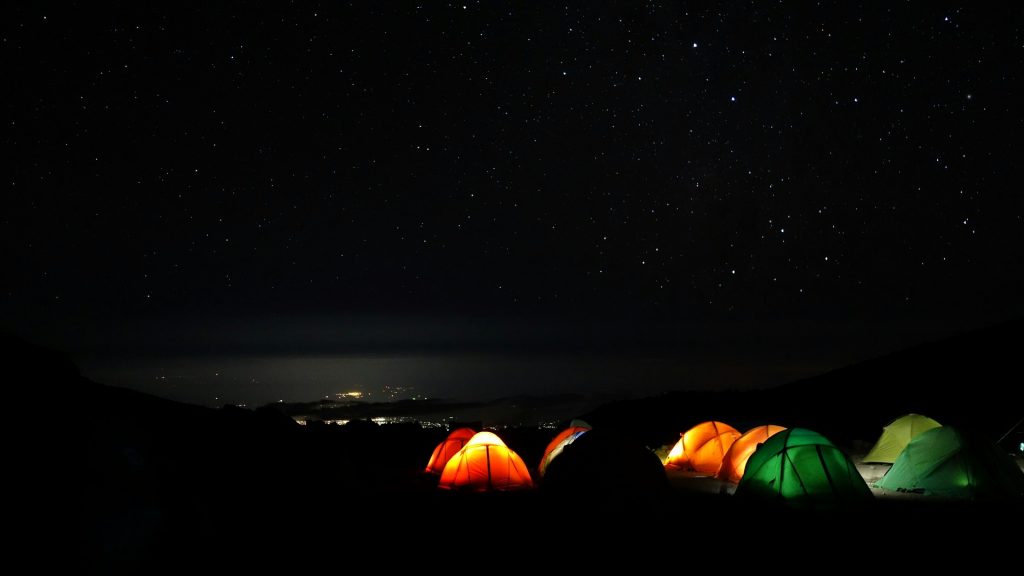 Camping Tents at Night