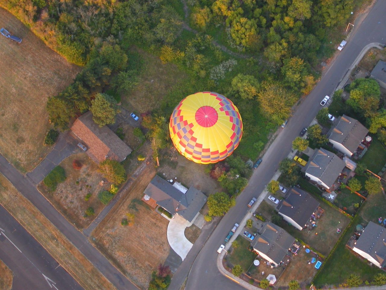 Hot Air Balloon Below in Newberg Oregon