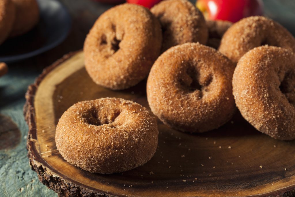 Homemade Sugared Apple Cider Donuts with Cinnamon