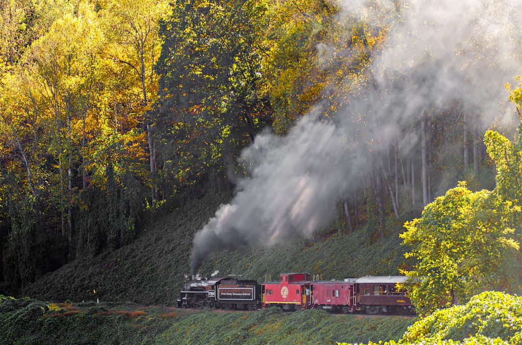 great smoky mountains rail road train ride in Bryson, North Carolina