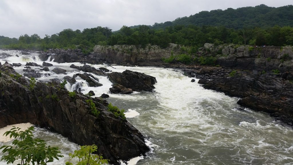 Views of rocks and water on the Potomac River in Great Falls Park Virginia