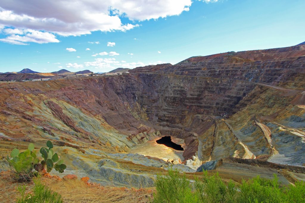 colorful rock and coal mining hole in Bisbee, AZ