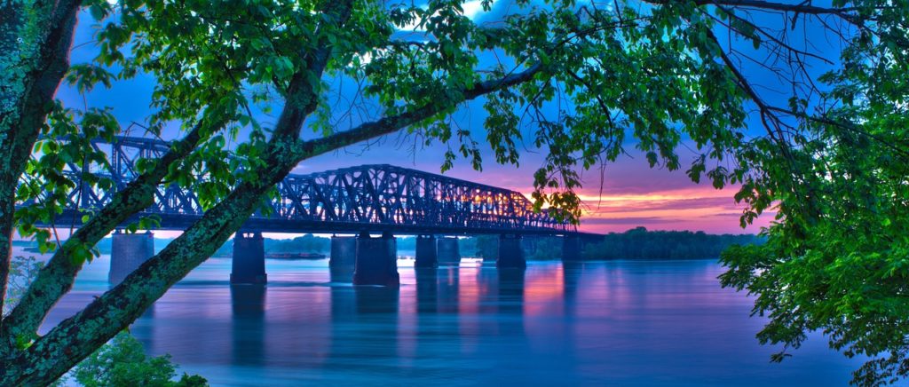View of the Mississippi River during sunset 