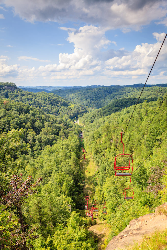 Skylift to Natural Bridge in Red River Gorge in Kentucky
